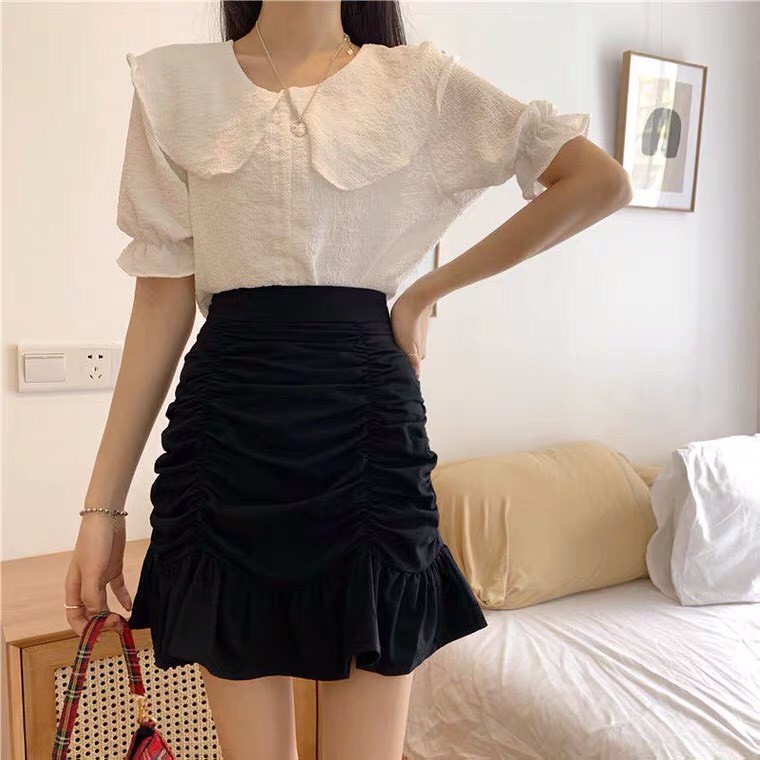 Chân Váy Đuôi Cá Bèo Nhún Dáng Ngắn Kèm Quần | BigBuy360 - bigbuy360.vn