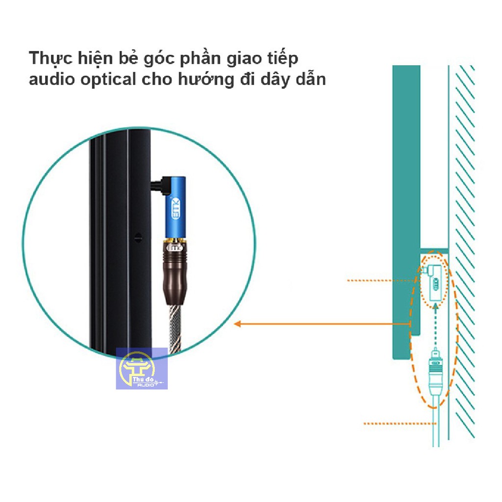 Đầu Chuyển Đổi Cáp Quang Toslink sang Mini Toslink 3.5mm SPDIF EMK cho loa Soundbar, TV- Chân vuông góc