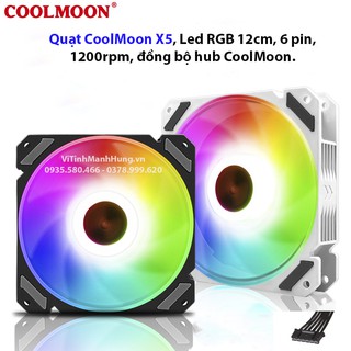Mua Quạt CoolMoon X5 - Fan CoolMoon X5  Led RGB 12cm  6 pin  1200rpm  đồng bộ hub CoolMoon.