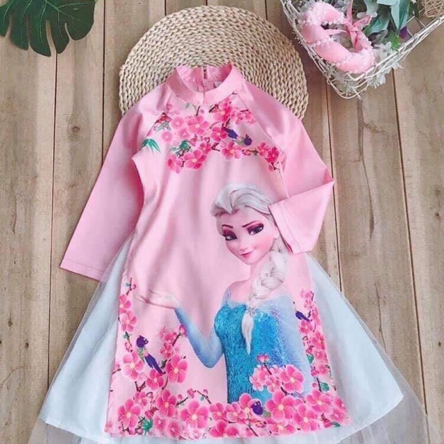 Set áo dài elsa kèm mấn ngọc mã ADE76089