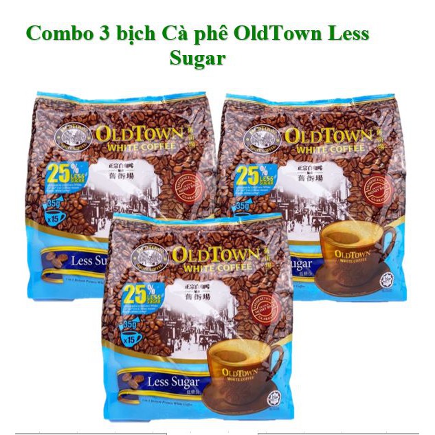 Combo 3 bịch cà phê trắng oldtown malaysia less sugar - ảnh sản phẩm 1