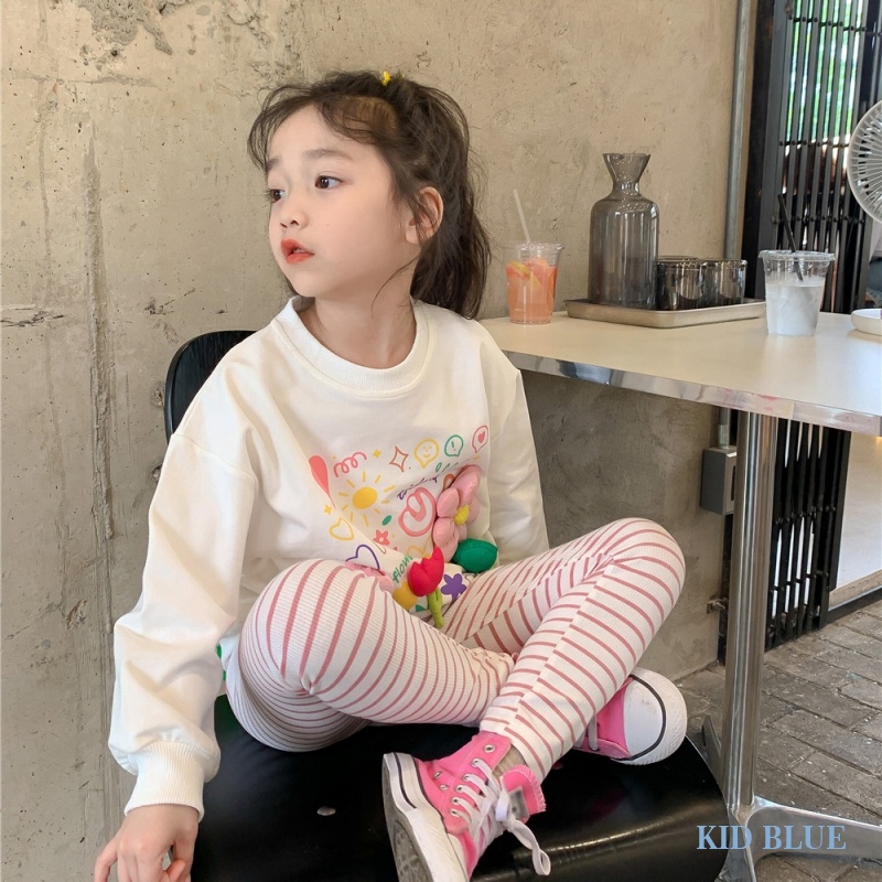 Quần Legging Họa Tiết Kẻ Sọc Phong Cách Hàn Quốc Thời Trang Mùa Thu Mới Cho Bé Gái
