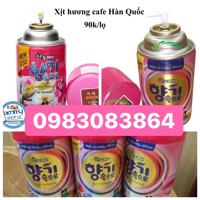 (Hồng) Bình xịt khử mùi xe ô tô hương cafe hàn quốc - nước hoa xịt thơm ô tô Cao Cấp Sandokkaebi Korea 300ml