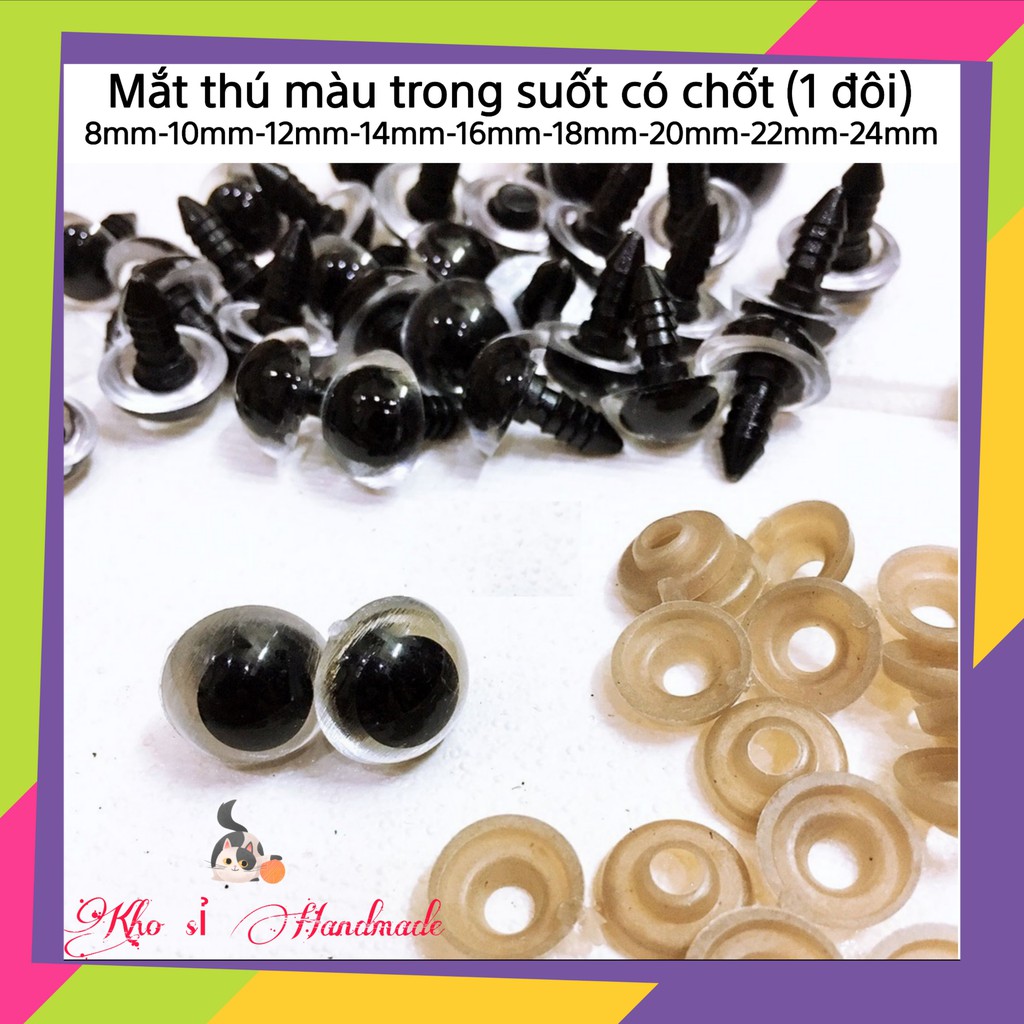 Mắt thú màu trong suốt có chốt an toàn cho bé -1 đôi (có kèm chốt an toàn)