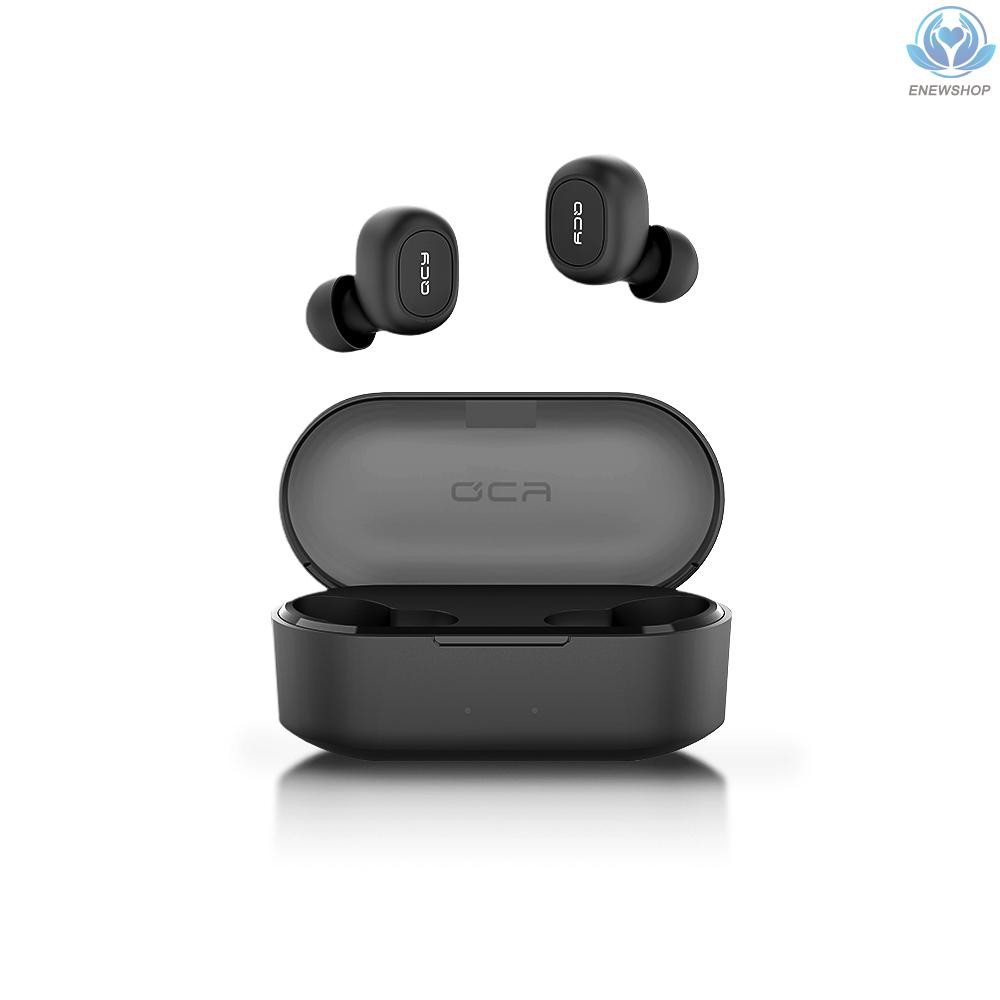 【enew】QCY BT5.0 Earphone TWS Earbuds Wireless Headphone Mini Stereo Earphones IPX4 Waterproof for Smartphones (Black)