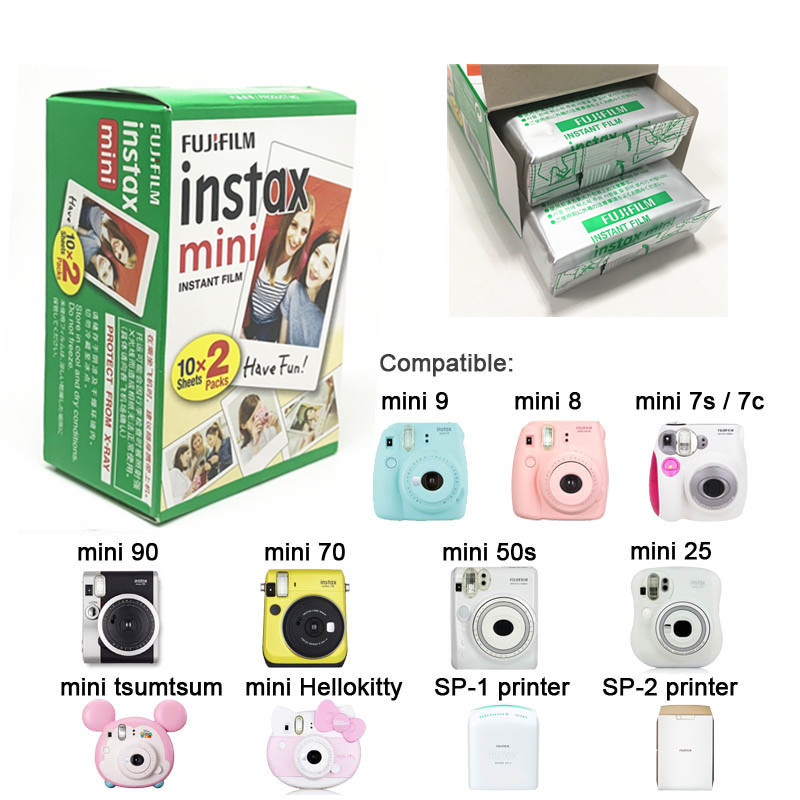 POLAROID Bộ 10-30 Tấm Phim Cho Máy Ảnh Fujifilm Instax Mini 9 8 Film Trắng Mini 7s 25 50s 90