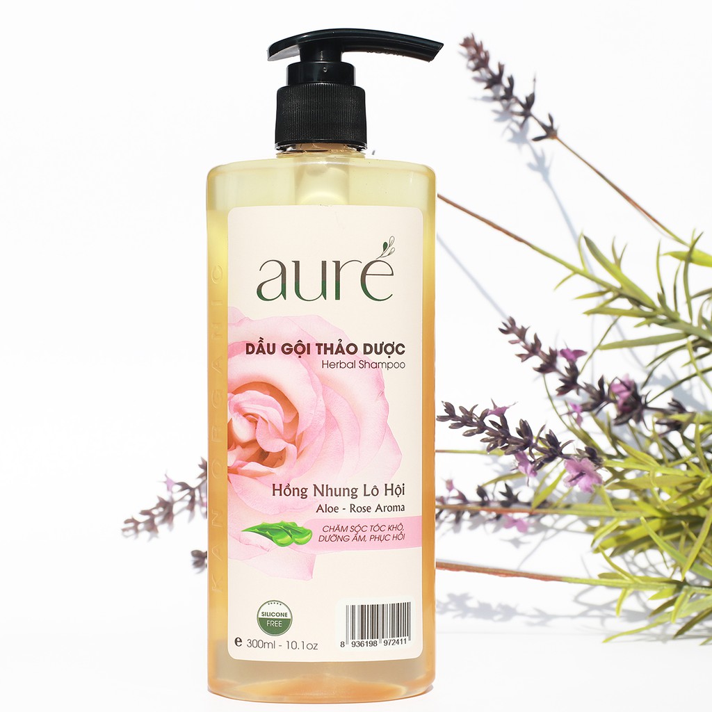 [ĐẶC BIỆT] AURÉ, Dầu gội thảo dược, CHAI 300ml, Chiết xuất 100% thiên nhiên, Giảm gàu, giảm tóc chẻ ngọn, hư tổn