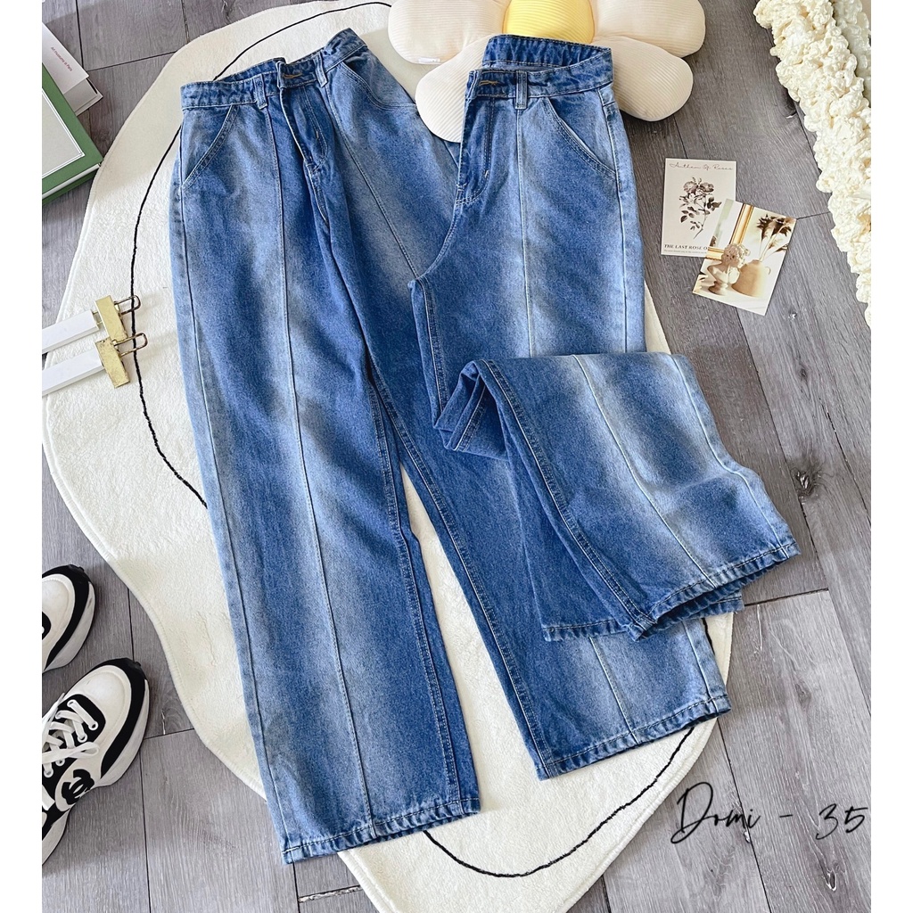 Quần Suông Nữ Loang 2 Màu MunMunStore Quần Bò Nữ Cao Cấp Hack Dáng 149