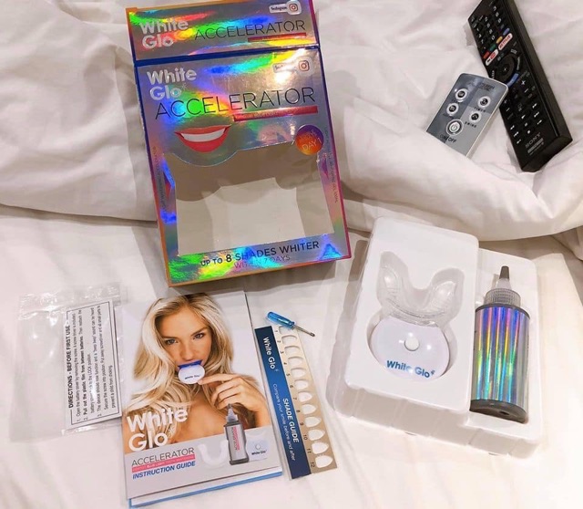 BỘ LÀM TRẮNG RĂNG WHITE GLO WHITE ACCELERATOR BLUE LIGHT TEETH WHITENING SYSTEM_ CHUẨN BILL