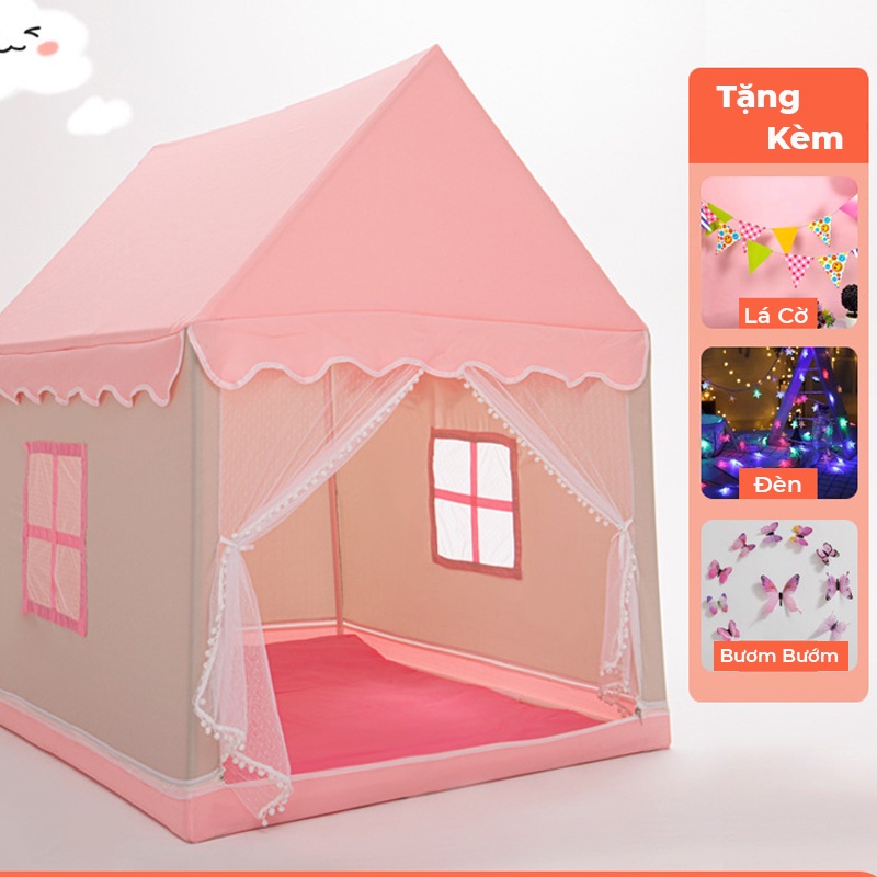 Lều công chúa hoàng tử trẻ em cho bé chơi trong nhà chất vải dày dặn Linda