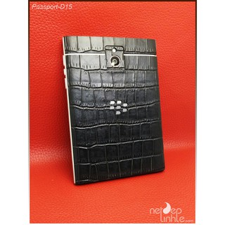 Miếng dán da BlackBerry Passport - Da bò dập vân cá sấu màu đen - D15
