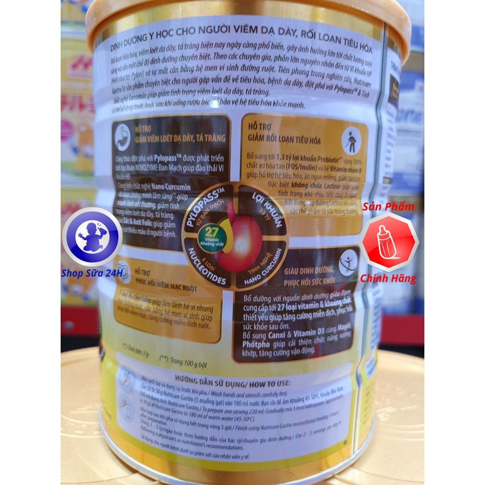 Sữa bột Nutricare Gastro cho người viêm dạ dày, rối loạn tiêu hoá (900g)