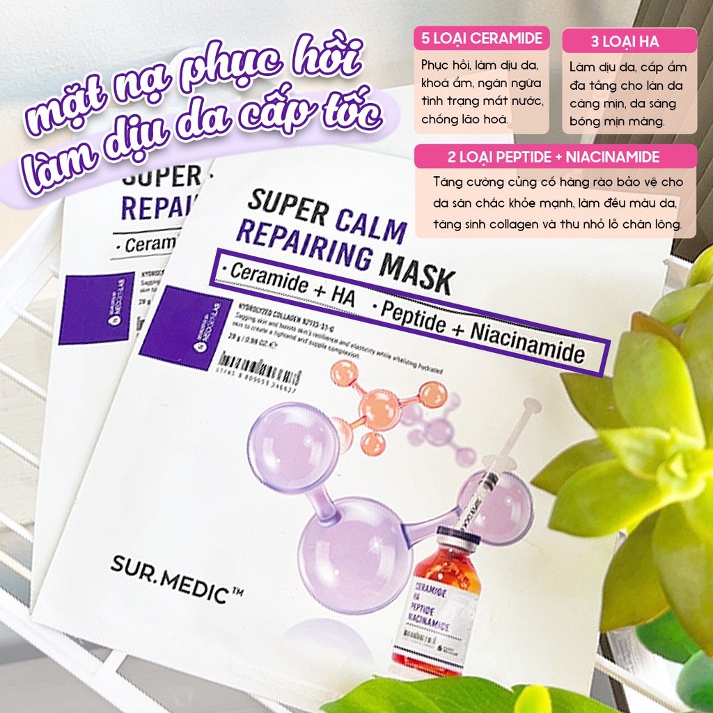 Mặt nạ SUR.MEDIC  Bright Glutathione / Super Calm Repairing Mask