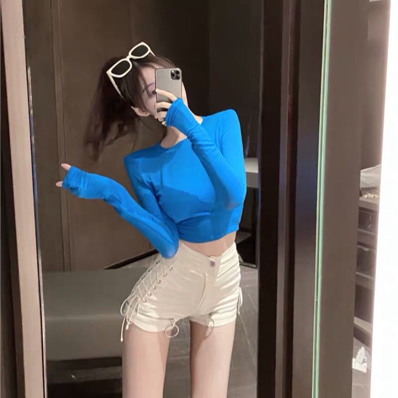 ÁO THUN NỮ Croptop đẹp body cổ tròn tay dài siêu xinh siêu dễ thương, mặc đi chơi, cafe, đi dạo phố