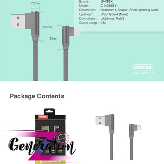 CÁPSẠC LIGHTNING 1M ĐẦU VUÔNG UNITEK (C14055GY)