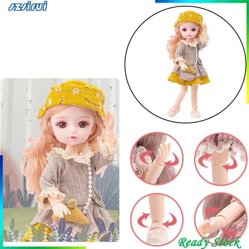 [szsirui] Búp Bê BJD 26cm Tỉ Lệ 1 / 6 Có Khớp Nối Linh Hoạt 13 Khớp Nối Với Váy Công Chúa Và Giày Trang Điểm Tóc Mịn Làm Quà Sinh Nhật Cho Bé Gái