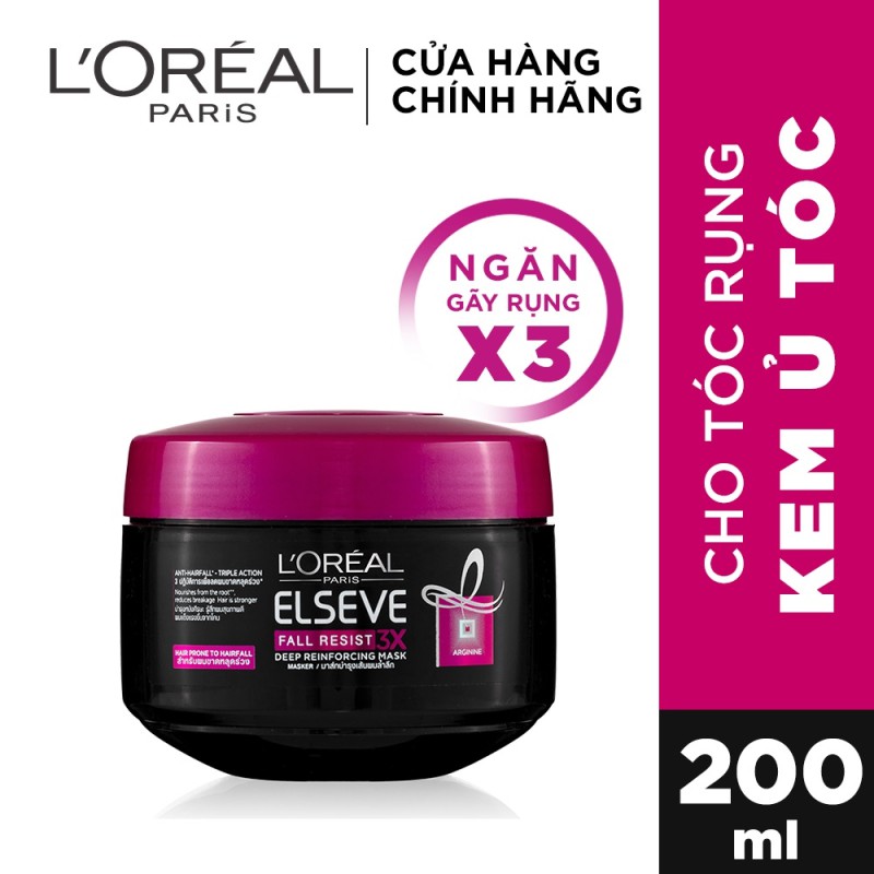 Kem ủ ngăn gãy rụng tóc L'Oreal Paris Elseve Fall Resist 3X 200ml