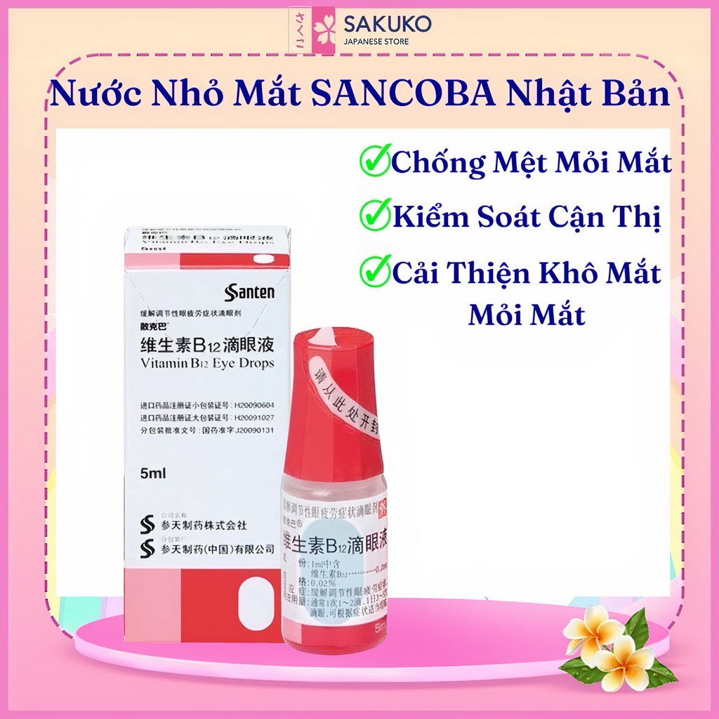 Dung Dịch Nước Nhỏ Mắt SANCOBA Cải Thiện Cận Thị Nội Địa Nhật Bản 5ml - SAKUKO