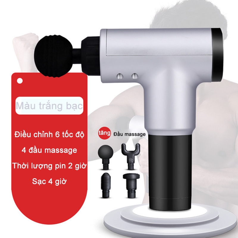 Súng Massage Fascial Gun - 4 Đầu 6 Chế Độ Fascial Giảm Cơ Căng Cơ Trị Nhức Mỏi Vai Gáy - KH320