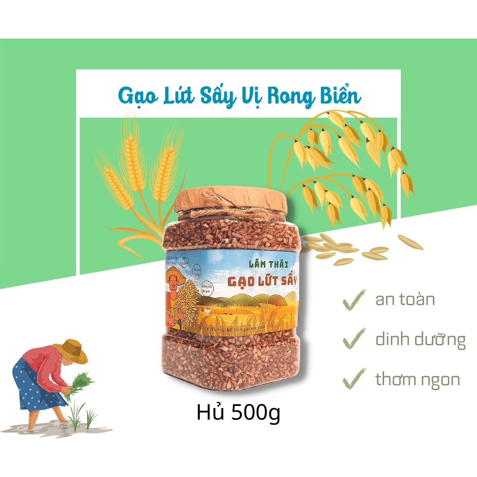 Hủ gạo lứt sấy Lâm Thái vị rong biển 500g - Chuẩn 100% gạo huyết rồng [CỰC NGON & DINH DUỠNG] ăn kiêng, ăn vặt | BigBuy360 - bigbuy360.vn