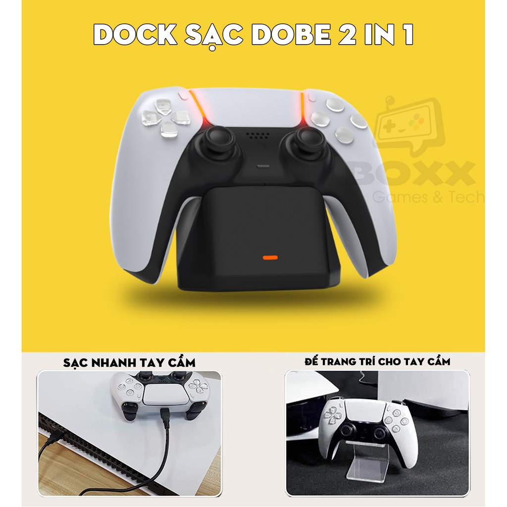 Dock sạc tay cầm PS5 DualSense - PlayStation 5, Đế sạc tay cầm PS5 chính hãng Dobe