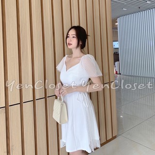đầm xoè phối lưới