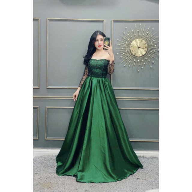 ẢNH MẪU THẬT - Đầm Maxi phi mờ xoè tròn phối kim sa SANG TRỌNG -MS11V- Size ML đến 57kgMM MM