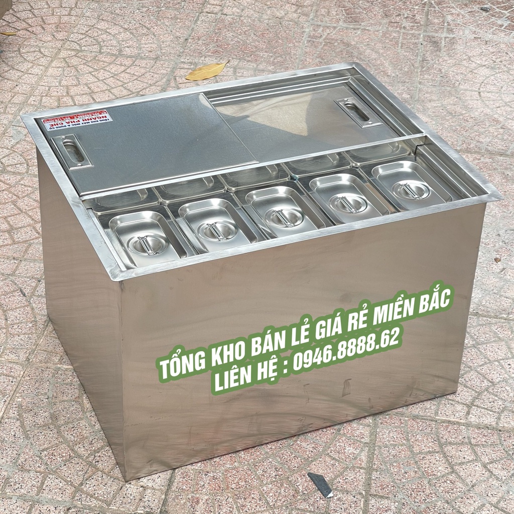 Thùng đá âm kèm khay topping chuyên dụng cho các quán