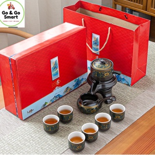 Bộ Ấm Pha Trà Cối Xay Cao Cấp Lòng Chén Trắng( bao gồm 6 chén 1tách, 1bộ cối xay pha trà)