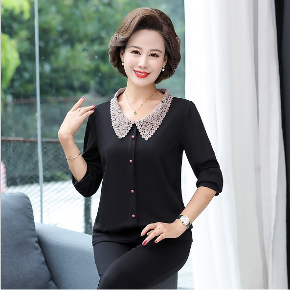 Áo sơ mi nữ trung niên kiểu dáng thanh lịch trẻ trung
