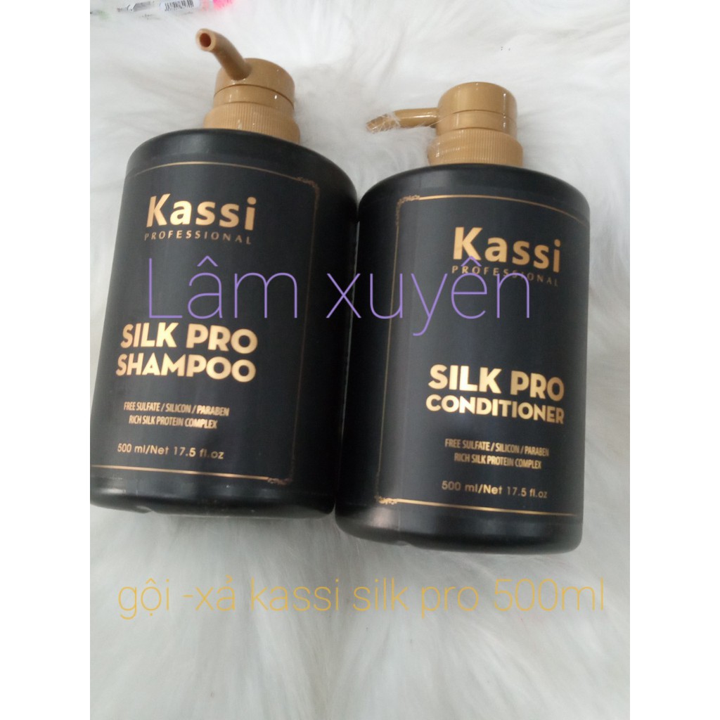 [Tận Gốc] Bộ dầu gội xả xịt dưỡng phục hồi Kassi 500ml SILK PRO siêu thơm mềm mượt phục hồi giữ màu tóc uốn duỗi nhuộm