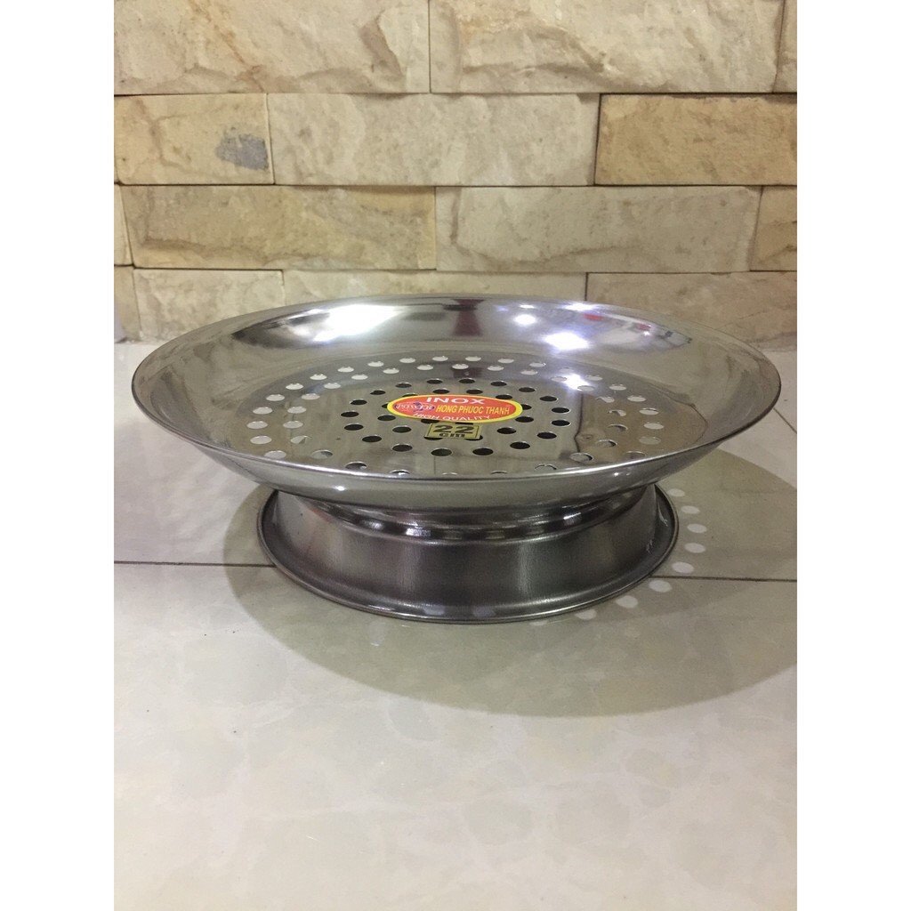 Xửng hấp inox size 20cm có chân (vỉ hấp) dùng để chưng, cách thủy, hấp các món ăn như hấp bánh,.......