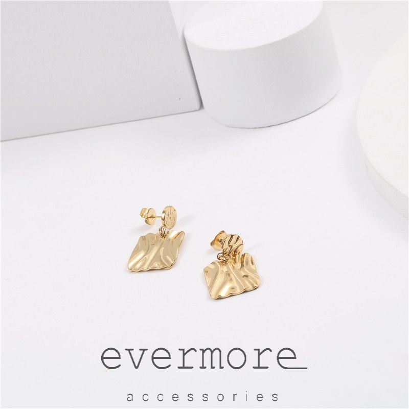 Bông tai cao cấp EVERMORE, khuyên tai vuông lượn sóng party, phong cách minimalist, thanh lịch - H017