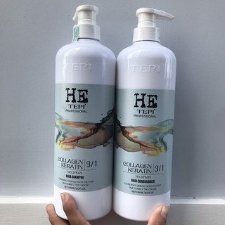 ☘️☘️☘️Bộ dầu gội xả HE TEPI Collagen Keratin No3 siêu mượt phục hồi tóc 3 in 1 (1000mlx2)