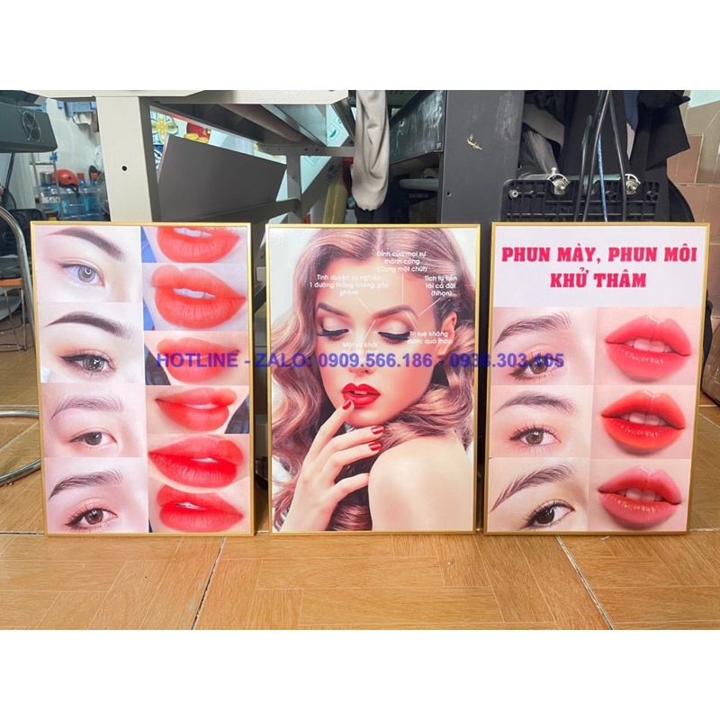 KHUNG TRANH PHUN XĂM THẨM MỸ TREO TƯỜNG ĐA DẠNG MẪU CHO SPA THẨM MỸ VIỆN