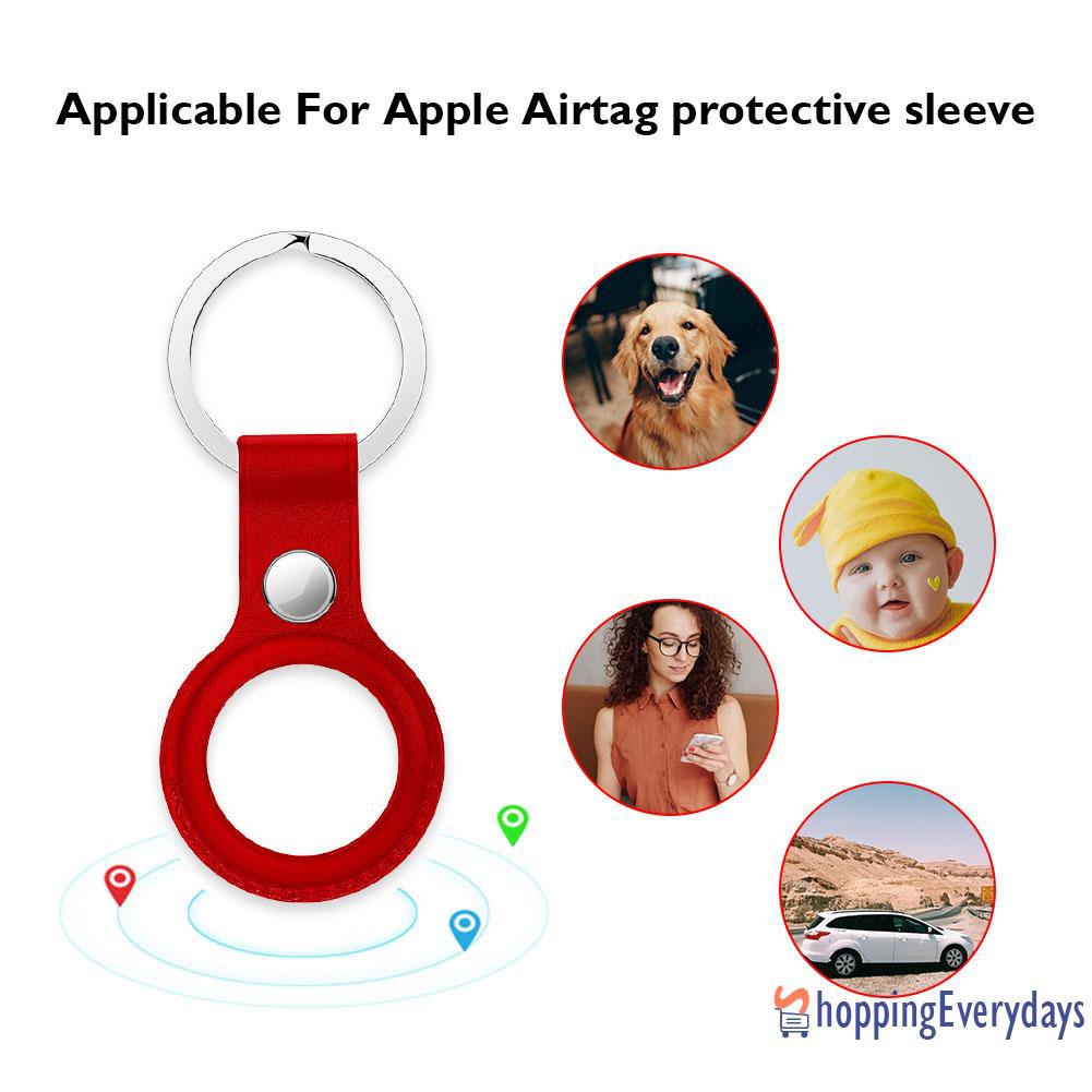 【sv】 Locator Tracker Protective Cover PU Leather Keychain Case for Apple Airtag