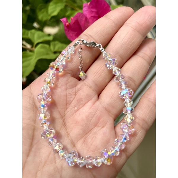 Vòng Tay Pha Lê Áo Bánh Cam 8ly Trắng