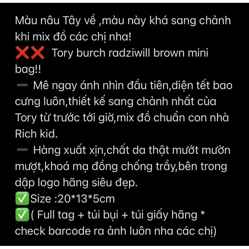 TÚI TO RY RADZIWILL MINI - XUẤT DƯ - SẴN HÀNG