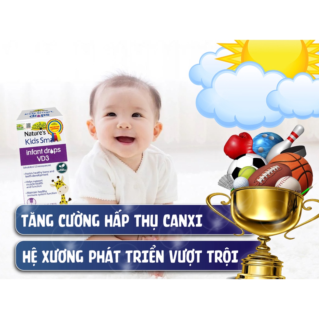 Vitamin cho bé Infant Drops VD3 Nature's Way 10ml, siro uống bổ sung vitamin - Monnie Kids