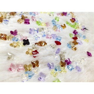 Hạt đá pha lê hình bươm cao cấp nhiều màu size 6mm lấp lánh cườm xỏ vòng tay