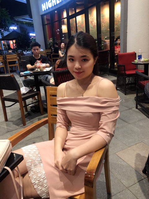 Váy d.chic sz S màu hồng paste