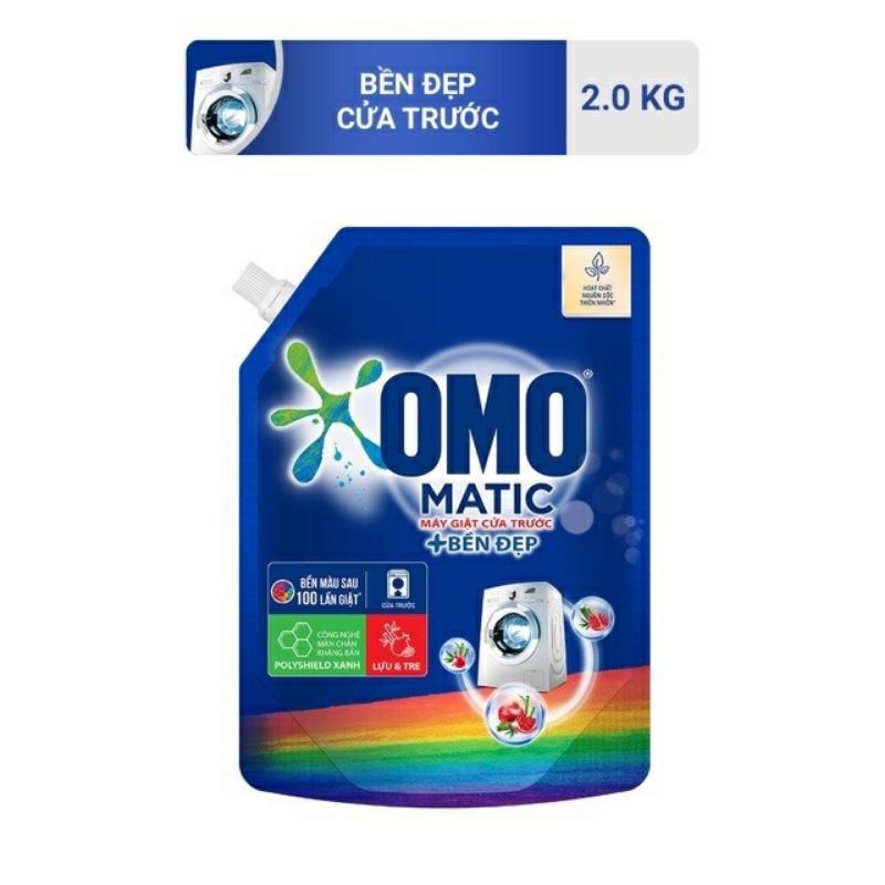 Nước Giặt OMO Matic/Cửa Trước/Dịu Nhẹ Trên Da/ Tinh Dầu Thơm 2.0kg