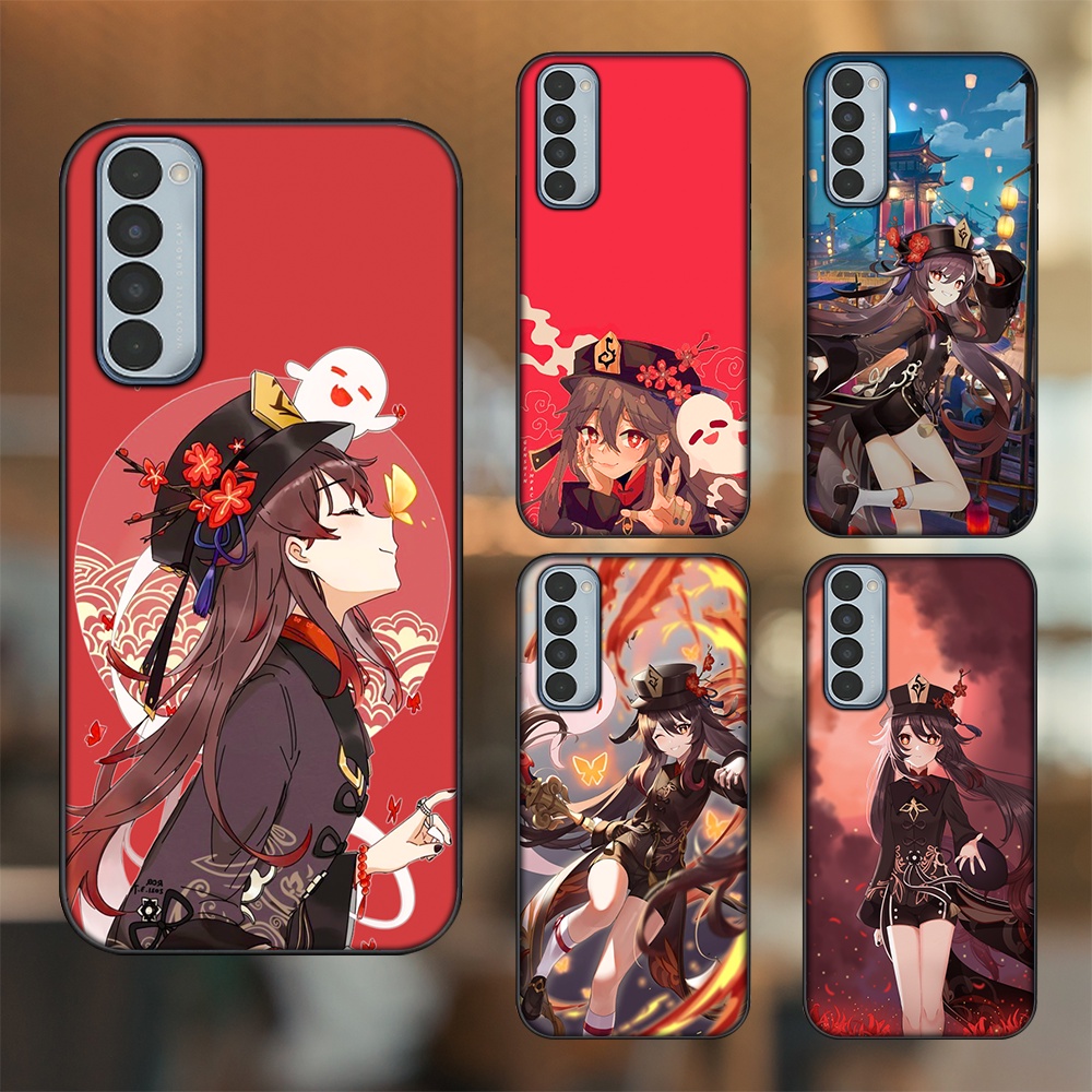 Ốp lưng Oppo Reno 4 Pro viền đen in hình Hutao Genshin Impact