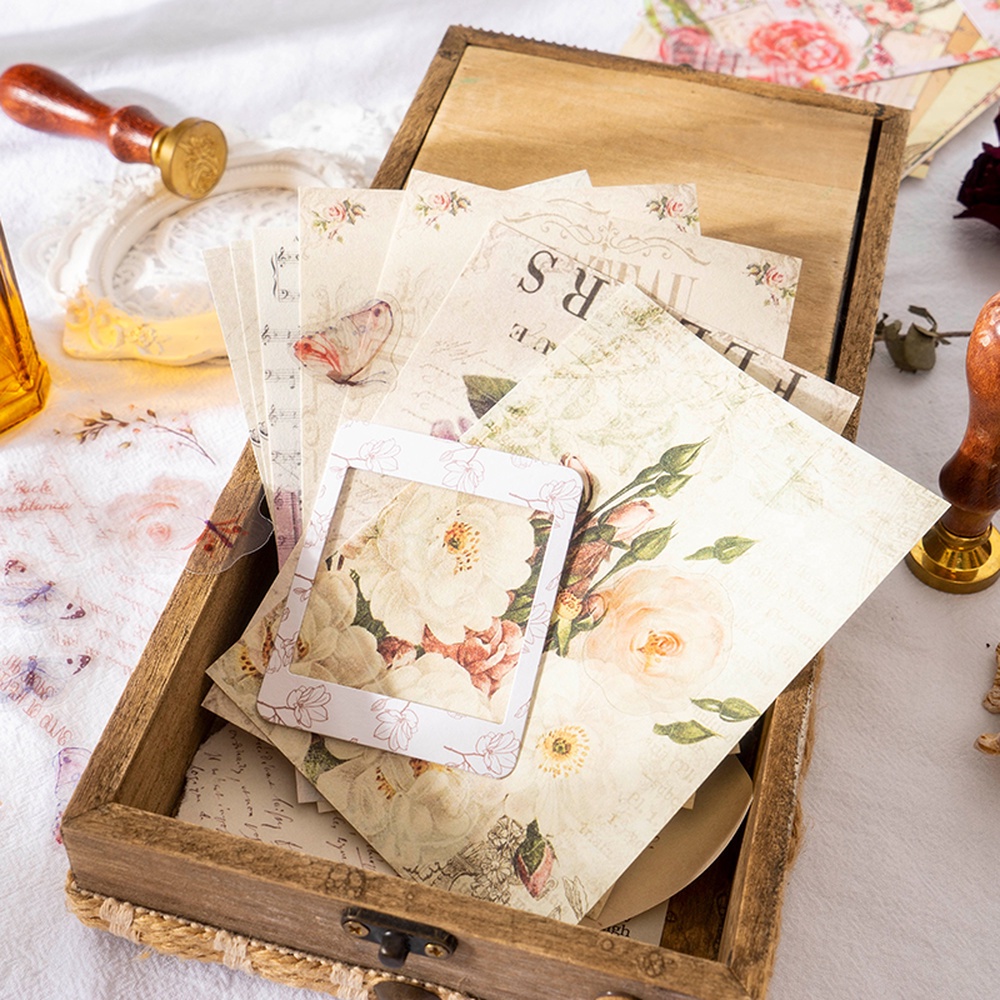 Set 40 Giấy In Hoa Dễ Thương Dùng Trang Trí Sổ Tay/ Đồ Thủ Công DIY