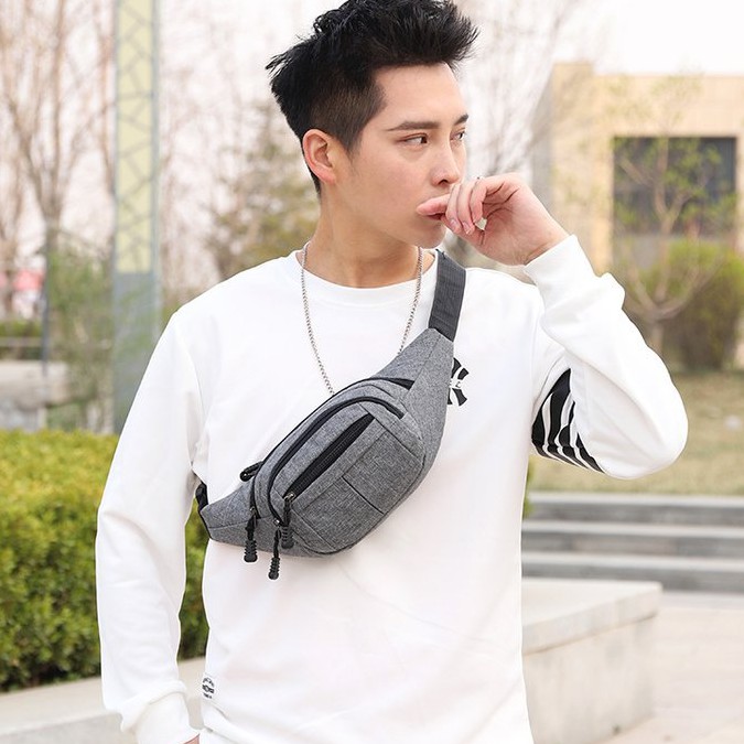 Túi đeo chéo nam , túi bao tử mini vải Canvas phong cách Streetwear đường phố TC99