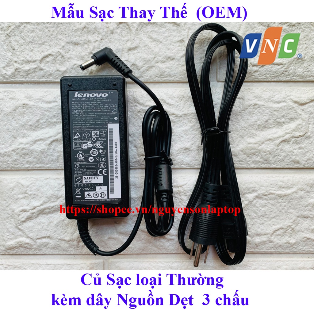 Sạc Laptop LENOVO 19V 3.42A Chân Thường, adapter laptop lenovo (FREE SHIP ĐƠN TỪ 50K)