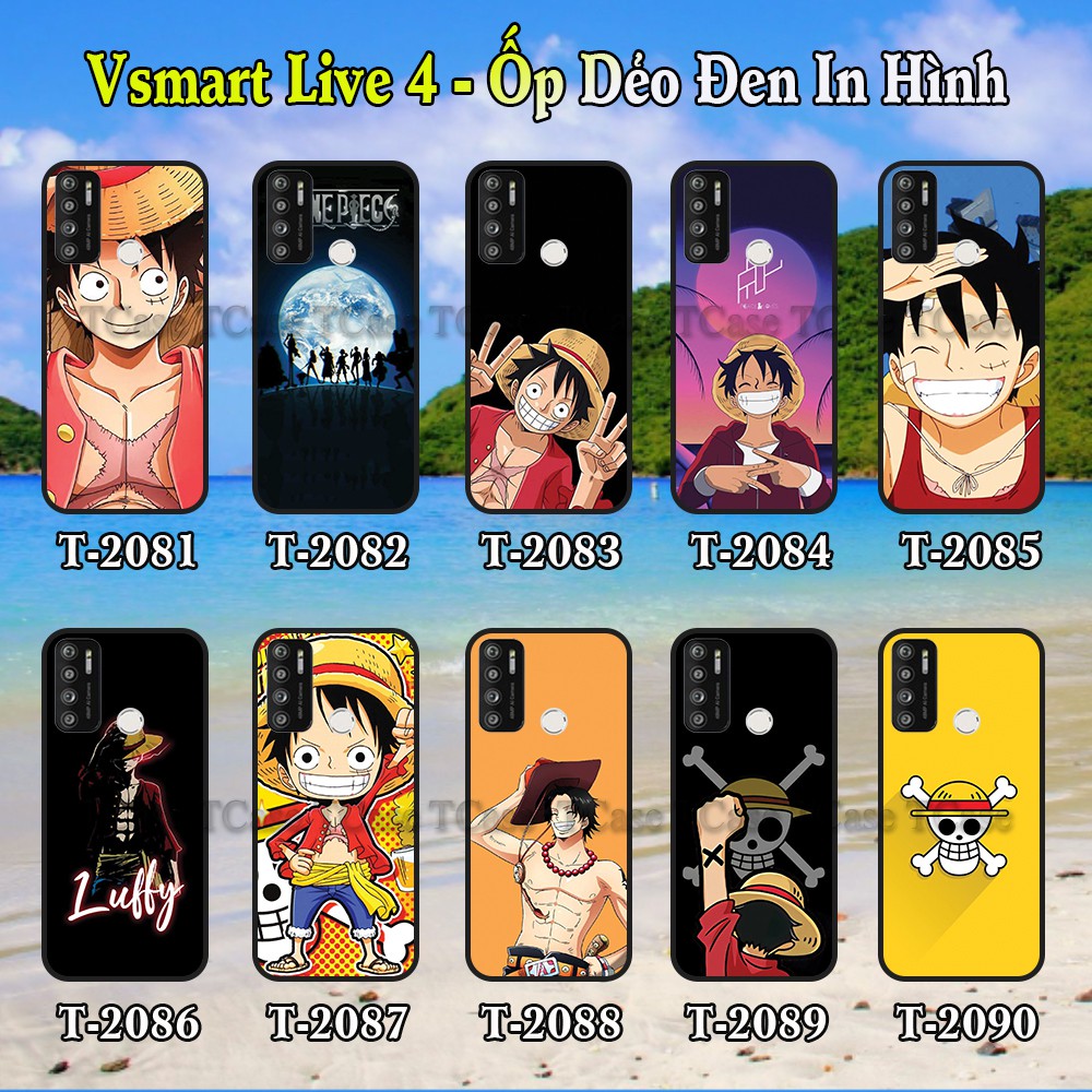Ốp lưng Vsmart Live 4 dẻo đen in hình One Piece