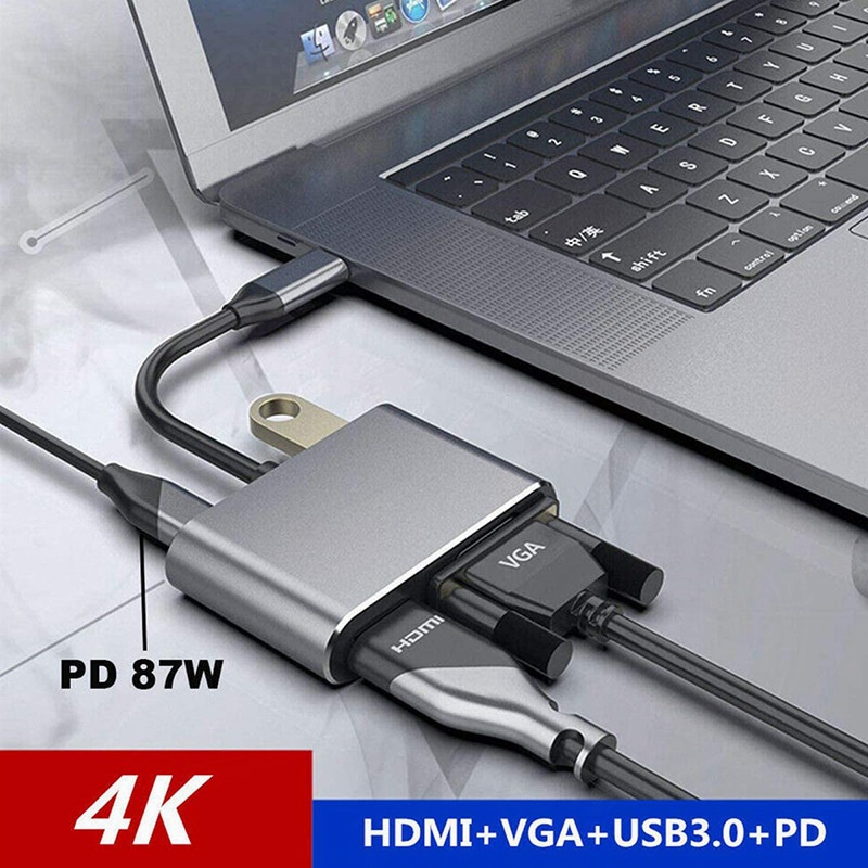 Trạm Hub Chuyển Đổi USB C Sang HDMI VGA 4K 1080P 3.0 PD Cho NoteBook Pro 2018 Dell XPS