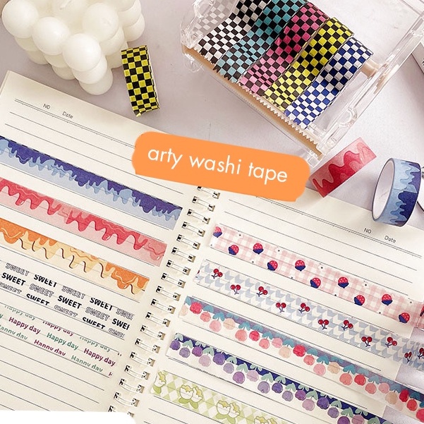 Băng Dán Giấy Washi Tape Caro và Hoa Checkerboard Caro Art
