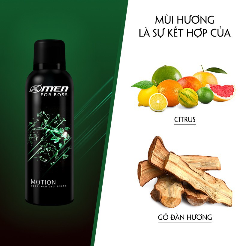 Combo Nước Hoa Bỏ Túi XMen Motion 18ml - Xịt Khử Mùi X-Men For Boss Motion 150ml